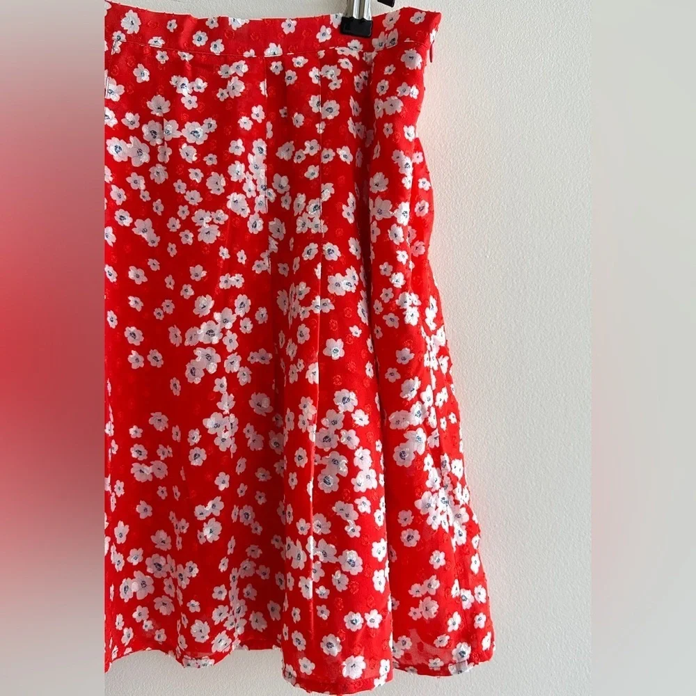 Banana Republic Floral Mini Skater Skirt, Red/White, Size 4, NWT